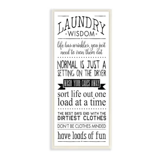 Stupell Industries Laundry Wisdom Sign Daily Life Cleaning Puns Wood Wall Plaque